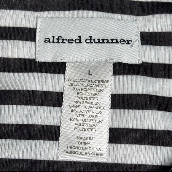 Alfred Dunner Opposites Attract Floral Mesh Stripe Top-Black/ White-Women Large - Picture 6 of 6